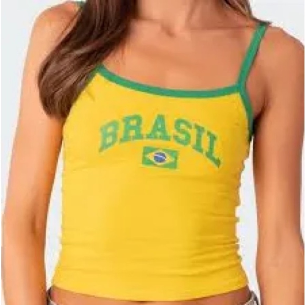 Yellow and Green Brasil Women's Tank Top
